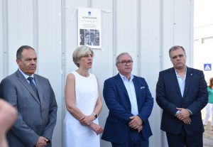 Prof.ª Dr.ª Raquel Duarte com o Dr. Benjamim Rodrigues, o Dr. Luís Meira e o Dr. Carlos Nunes em Macedo de Cavaleiros